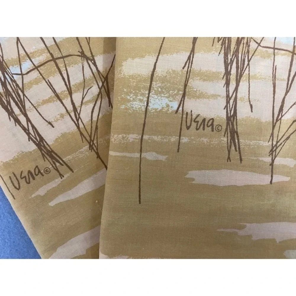 Vintage Vera‎ Neumann Pillowcase Set 2 Tall Grass Wheat 1970s Yellow Tan